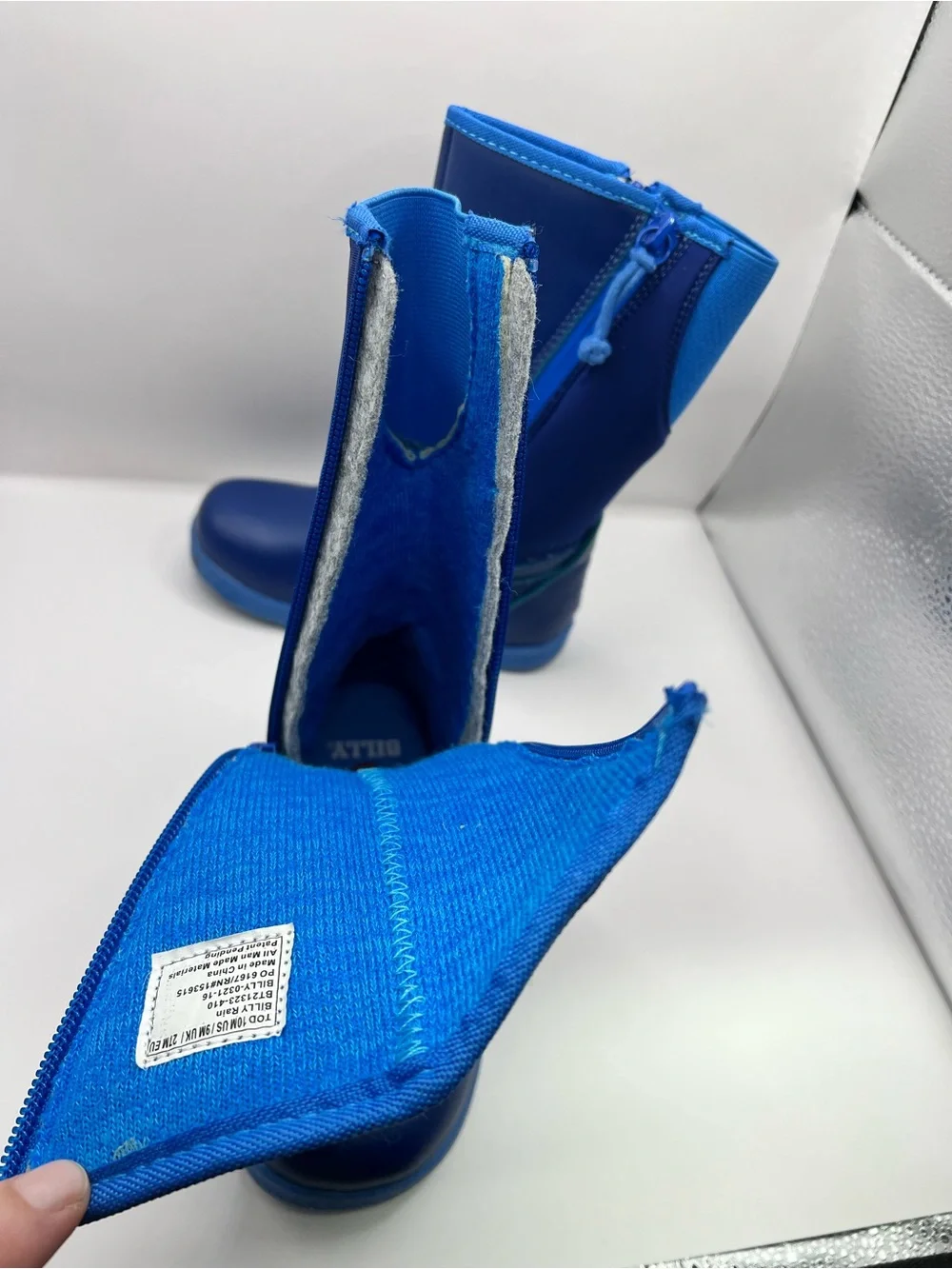 Billy Kids Blue Waterproof Zip sides  Rain Boots